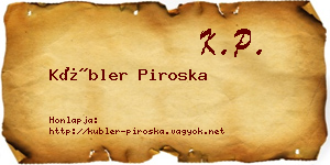 Kübler Piroska névjegykártya